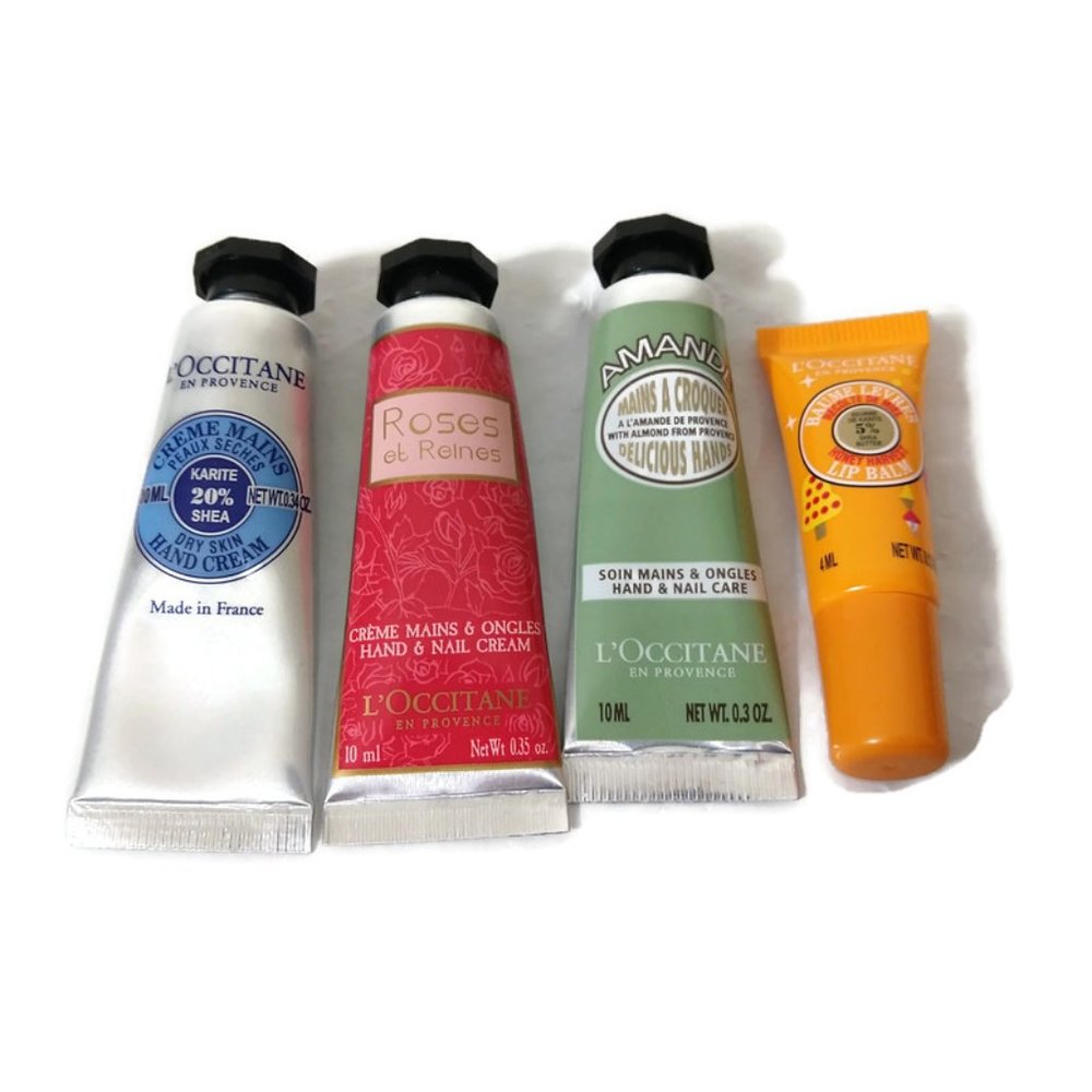 L'occitane 20% Shea Butter & Rose & Almond Hand Cream &Honey Lip Balm Set X4 NEW